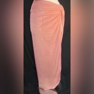 Ruched Pink Maxi Skirt with Side Drape